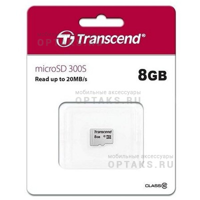 Карта памяти MicroSD 8 Гб Transcend 300S Class 10 без адаптера