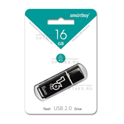 Флешка USB 16 Гб  Smartbuy  Glossy  чёрный